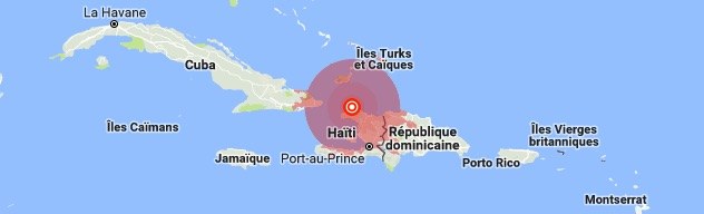 Un séisme d'une magnitude 5,9 a secoué le Nord-Ouest d'Haïti vers 20h00 en heures locales samedi 6 octobre 